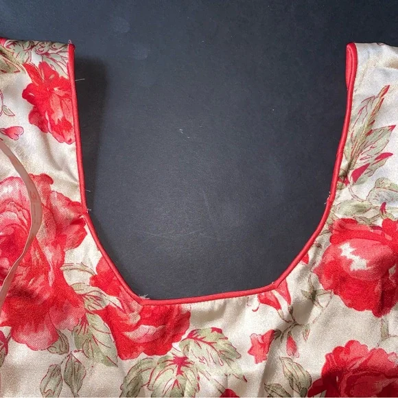 v i n t a g e :: Silky Handmade Floral Rose Flower Satin Dress - Picture 9 of 13